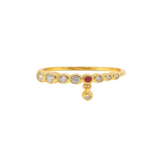 Ruby ring i 18 karat forgyldt sølv med zirkoner fra Hultquist Copenhagen
